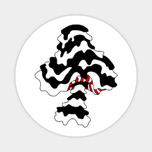 The Perfect Magic Mushroom: Trippy Dripping Wavy Black and White and Red Contour Lines Magnet